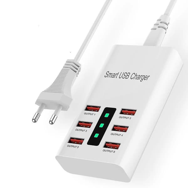Strömdriven USB-hubb, 6-portars USB-strömlist med extern 5V/2A strömförsörjning Multi-port USB-hubb,...