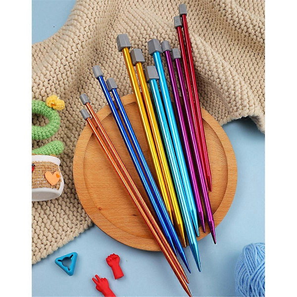 14 st Rostfria Stickor Set Spetsiga Stickor Virkningsmaterial för Nybörjare Handgjorda (2-10mm) 35cm