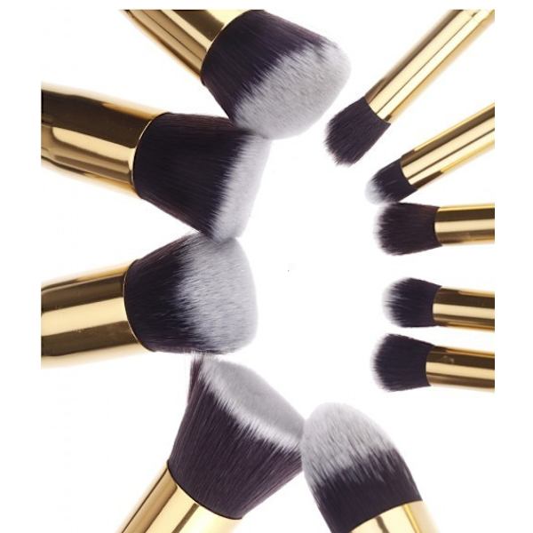 10 Professional Makeup Brushes, Makeup Set - Gold