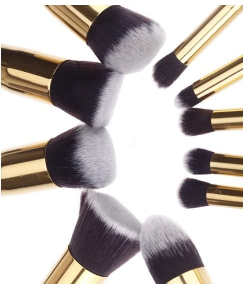 10 professionelle makeupbørster, makeupsæt - Guld