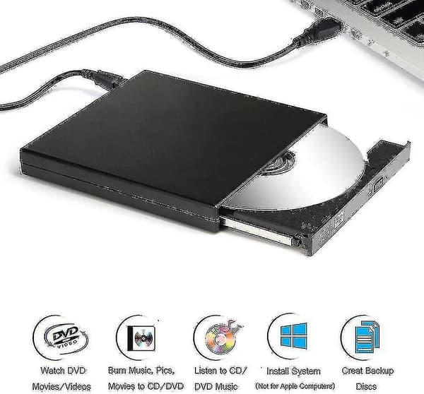 Ekstern dvd-drev med cd-brænder (kombination), USB-interface
