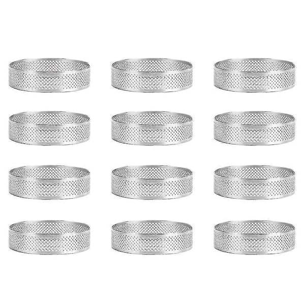 12-pack rostfria tårtformar, perforerade kakmousseformar, tårtformar, runda kakbakningsverktyg