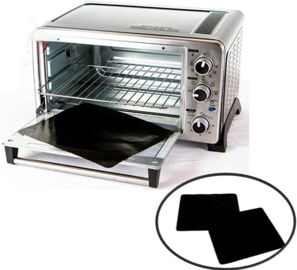 Tvåpack Non-stick 11\" Toasterugnsfoder - Förhindrar Spill, Smuts & Lukt (Diskmaskinsäker)