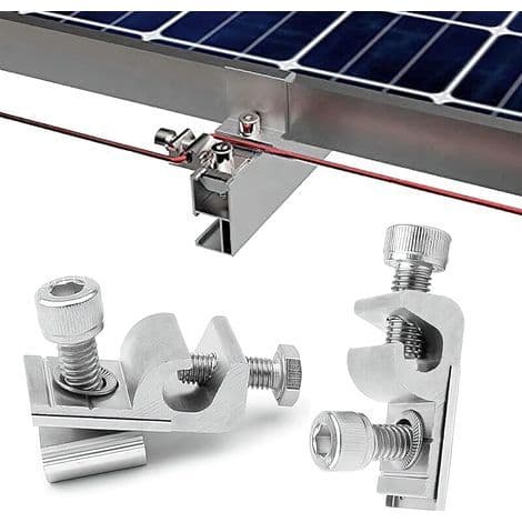 Solcellepanelbrakett, Solcellepanel Jordingsklemme, 4 stk. Aluminium PV Solcellepanel Endeklemmer for Solcellemonteringssystem