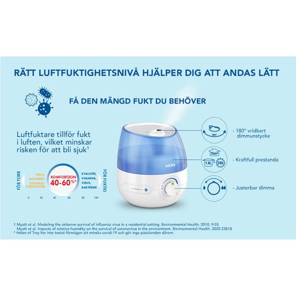 Ultraääni ilmankostutin Mini Cool Mist VUL525