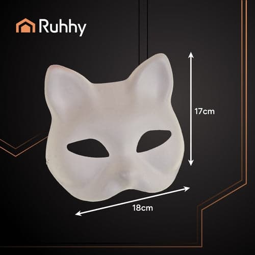 Cat Masks DIY White Pulp 10-pack with Elastic Bands 17x18 cm