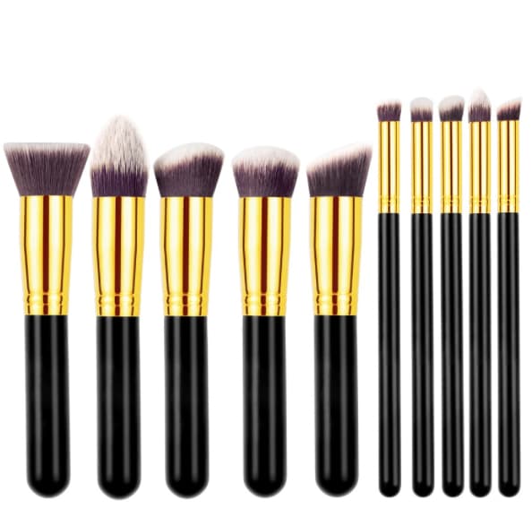 10 professionelle makeupbørster, makeupsæt - Guld