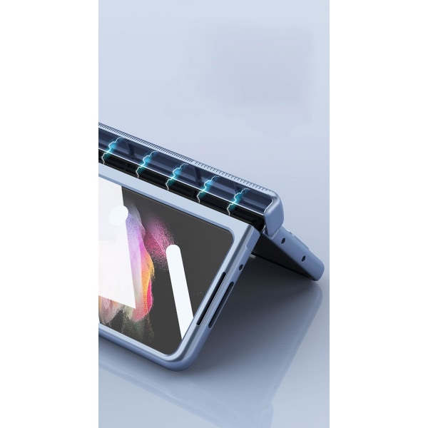 Kompatibel Samsung Galaxy Z Fold 3 Etui med S Pen-holder & S Pen, hengselbeskyttelse Etui Galvanisering med skjermbeskytter