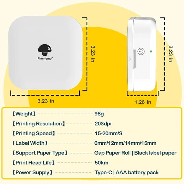 Phomemo Q30 Etiketmaskine Mini Printer Bluetooth Med 9 Etikettruller