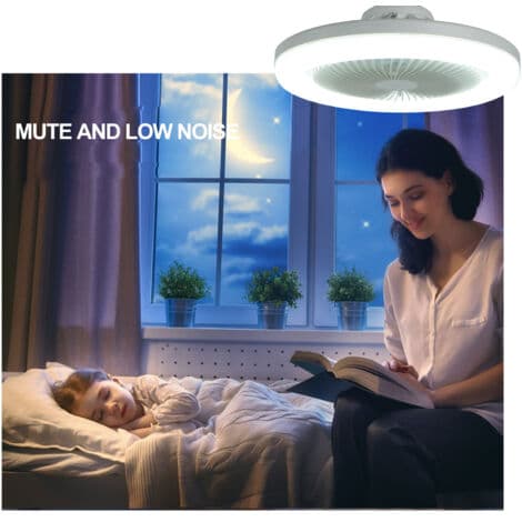 Loftventilator, E27 lampehoved + 3 hastighedsjusteringer, egnet til børneværelse, soveværelse med LED-ventilatorlys