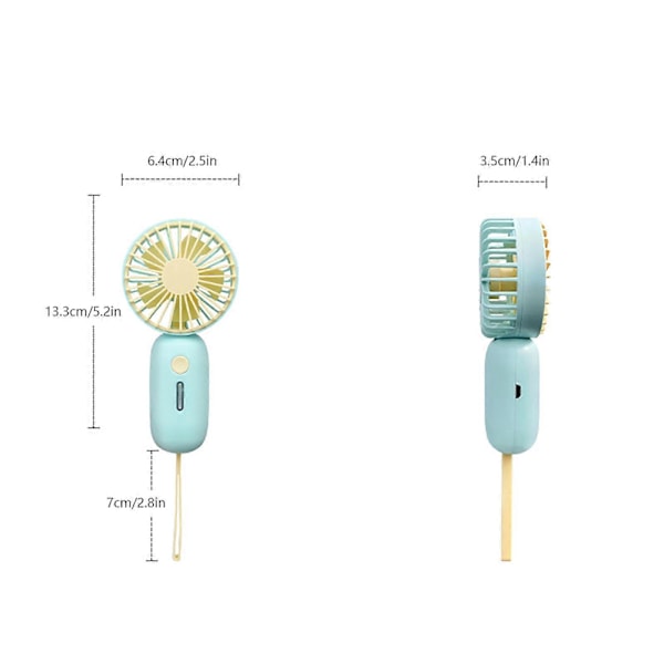 Bærbar Ventilator Håndholdt Opladningsventilator Mini Ventilator Lomme Mini Ventilator-FARVE: RD