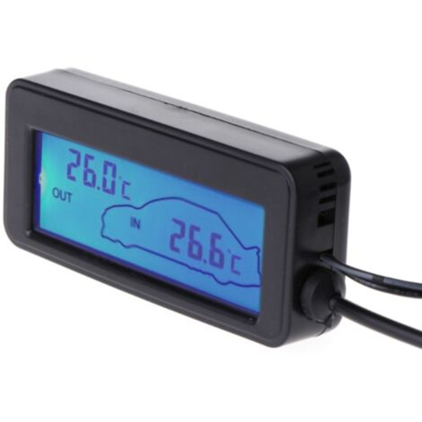 Bil Innvendig Utvendig Termometer DC12V Digitalt Termometer Biltermometer Bakgrunnsbelysning Mini LCD Termometer Bil Innvendig Utvendig Termometer Flott Gave