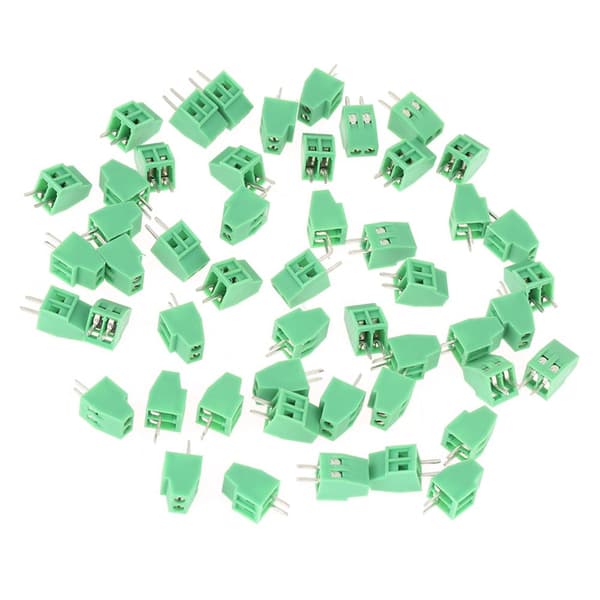 Grøn PCB Universal Skrueterminalstik (50 stk/sæt, 2 ben, 2,54 mm afstand)