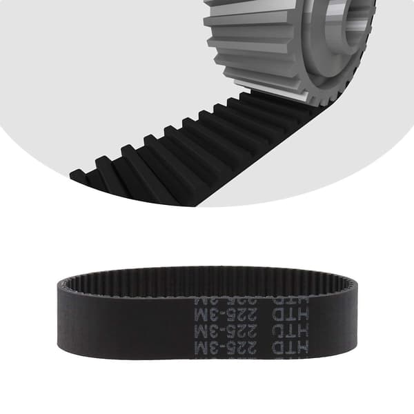 2-pack gummidrivna HTD 225-3M-tandade slutna kuggremmar