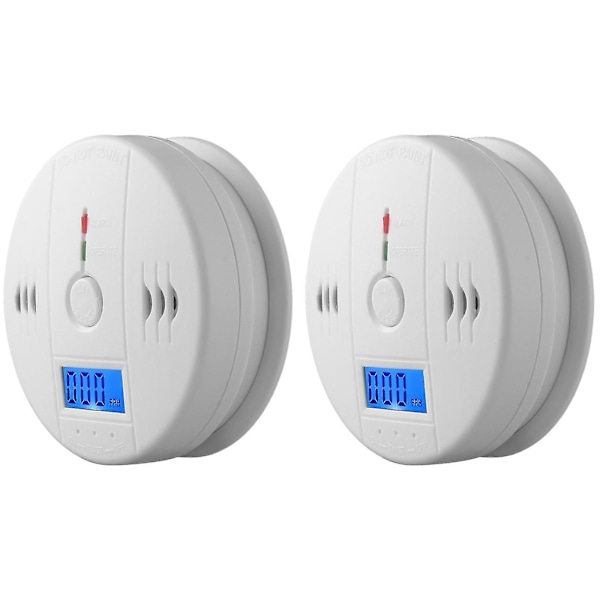 2-pack rökdetektor och kolmonoxiddetektorlarm med LCD-display A