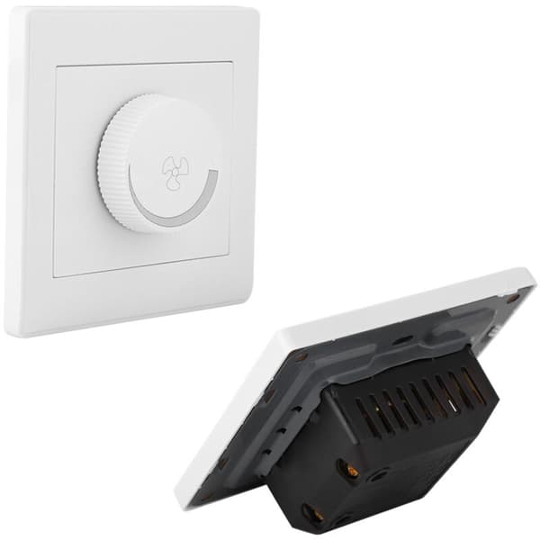 Takfläkt hastighetskontrollbrytare, väggpanelknapp, vit, AC250V, 100W, 86x86mm