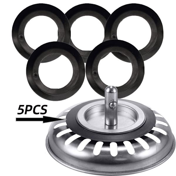 Rubber Seals for Sink Strainer Basket 5-pack