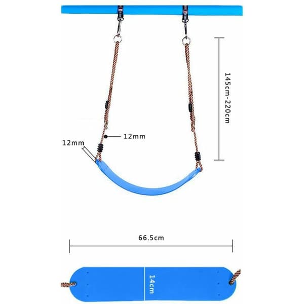 Barnsitsgunga med rep, flexibelt EVA-material, 66x14cm, maxlast 150kg (blå)