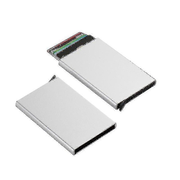Korthållare i aluminium, smal kortfodral, minimalistisk plånbok med utmatningsfunktion