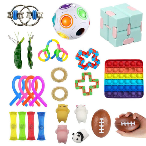 24 st Fidget Toys Pack Sensory Pop it Stressboll