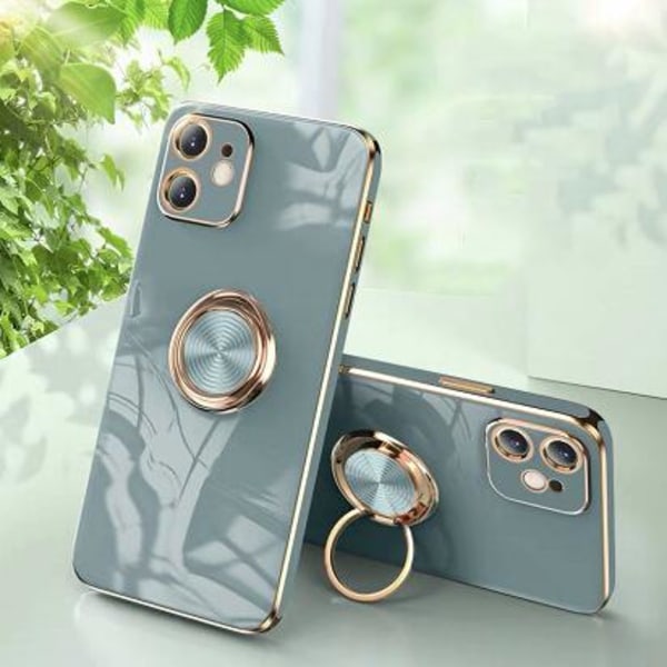 Lyxigt elegant phone case med ringställ Gray iPhoneXR