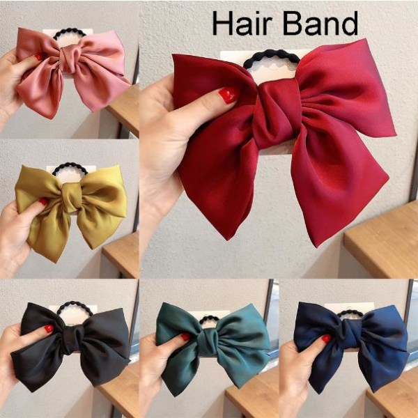 Bowknot Hair Clip Hair Band för flickor Sweet Hair Accessories Dark Pink Hair Band