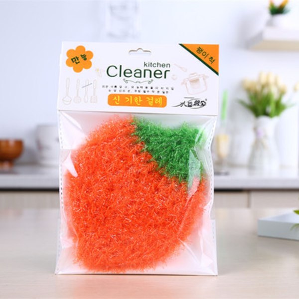 1st Strawberry Dish Cloth Scouring Pad Cleaning Cloth Orange 1pcs