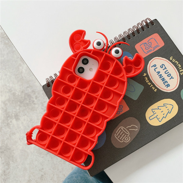 Lobster Pop It Fidget- case för iPhone 7 8 plus xs x 11 12pro max Black iPhone12Promax