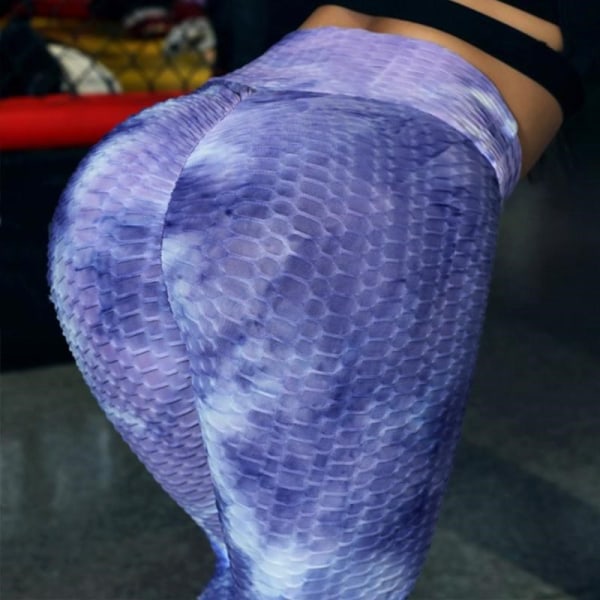 Yoga Byxor Dam Legging Byxor Tie-Dye Fitness Sportkläder Purple XL