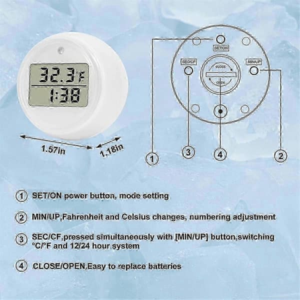 Isterapi Termometer Timer - Vandtæt Flydende Termometer til Koldt Dyk, Dobbelt Display med LED Skærm og Indbygget Timer