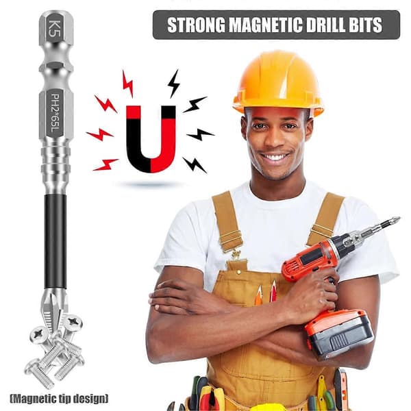 11 stk. Driver Bit K5 Slagskrutrekkerbits Anti-skli Magnetiske Borebits Tenner Phillips Krysshode E