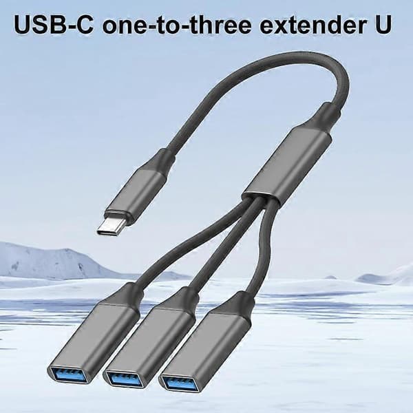 OTG Expander Splitter USB-C / Type-C til USB-A Grey
