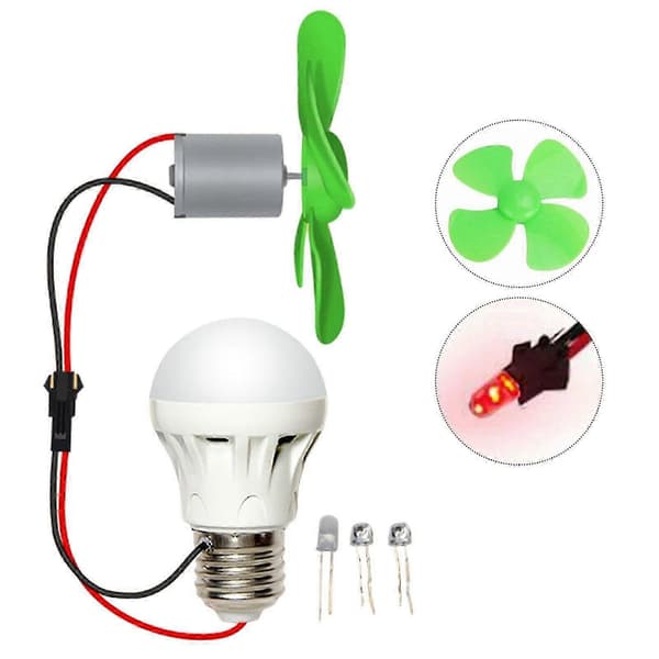 12V Vindgenerator Lille DIY Mini Vindmølle Vindkraftanlæg LED Undervisningsmodel Sæt