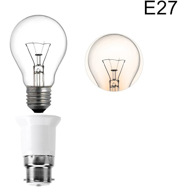 B22 till E27 glödlampadapter