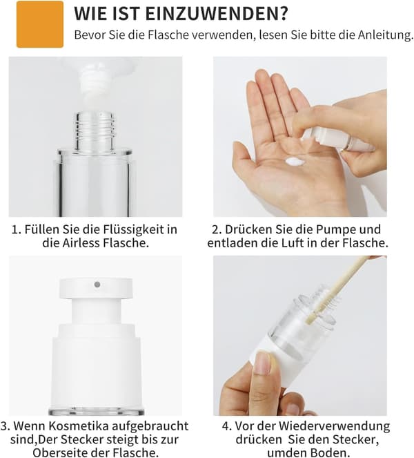 6 st bärbara 50 ml pumpflaskor: Påfyllningsbar luftpumpdispenser för resor och hemmabruk