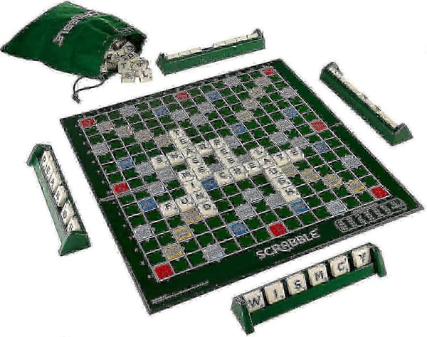 Stor Scrabble-udgave med roterende træplade og foldefunktion