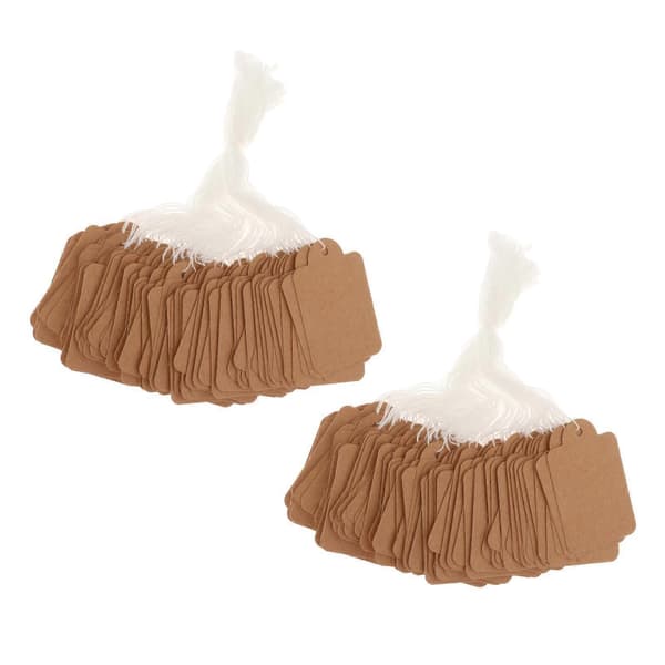 2x Förpackning med 100 Prislappar, Prislappar med Fäst Snöre, Skrivbara Etiketter för