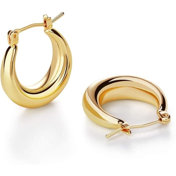 Chunky Gold Hoop örhängen för kvinnor Söt mode hypoallergena e