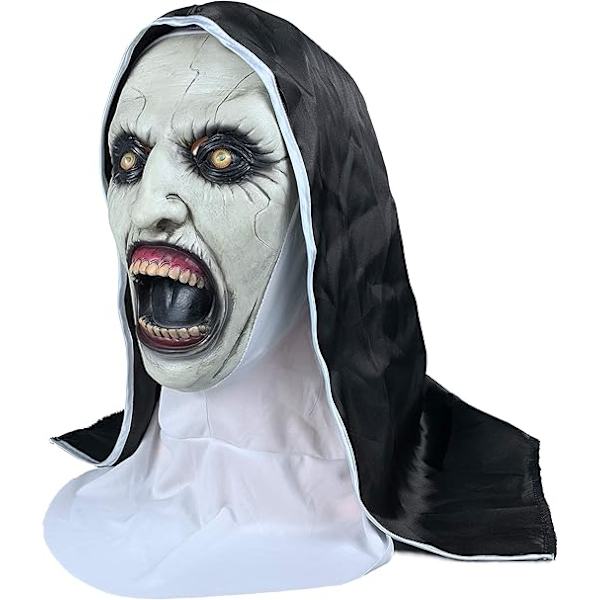 Halloween Lateksi Täysi Pää Naamio Nunna Kauhu Pelottava Cosplay Puku Naamio