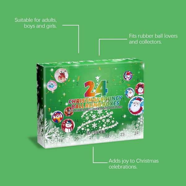 Studsbollar Adventskalender 2025 24 Dagar Julnedräkningskalender med Studsbollar i Gummi Julklappsfavoriter