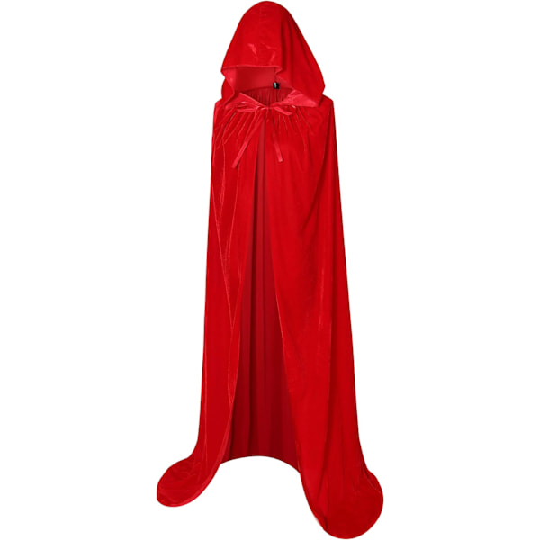 Hel længde balaclava fløjls kappe Halloween Fancy Cape Kostumer (Rød, 170cm)