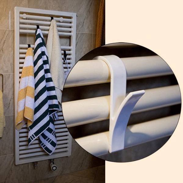 Set med 8 badkrokar, handduksstänger, handduksstänger, radiator krokar, plast, uppvärmda handduksstänger, flexibla handduksstänger, fo P