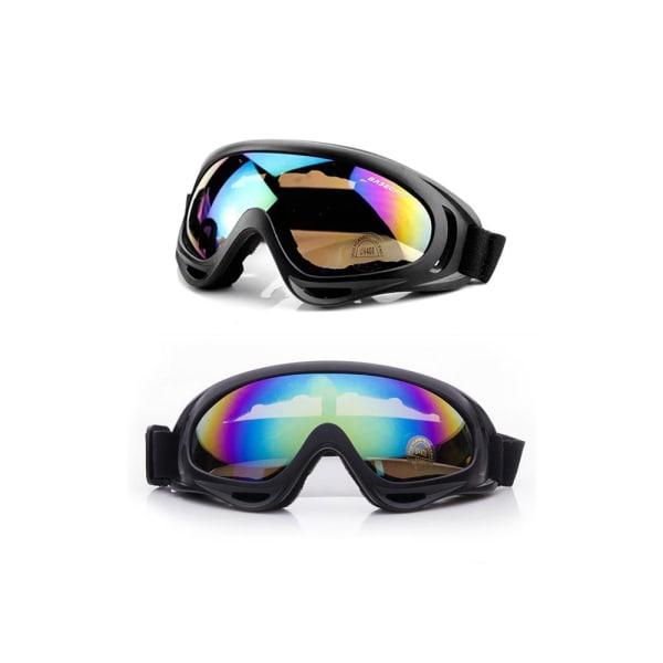 (Color 2PCS) Anti-UV Motocross Snowboard Skidglasögon kompatibel