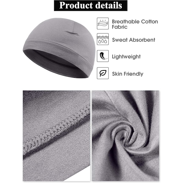 4 Skull Caps Herr Mjuk Bomulls Beanie Sovmössor Stretch Hjälm Multifunktionell Liner Huvudbonad för Män Kvinnor