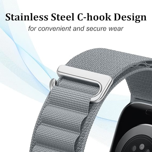 Grå Kompatibel med Apple Watch Strap 42mm 44mm 45mm Nylon Watch