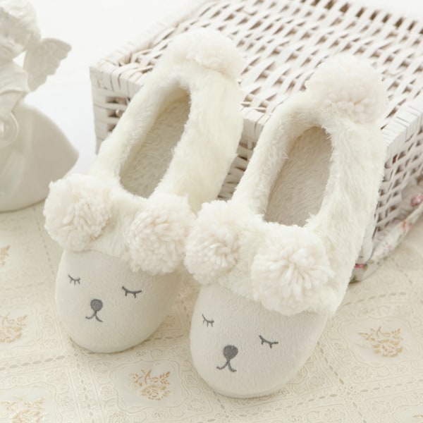 Animal Pattern Plush Slippers for Women 24.5-25.5cm, Cotton slipp