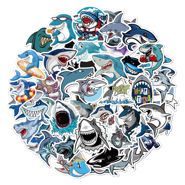 50 Cartoon Shark Graffiti Stickers L