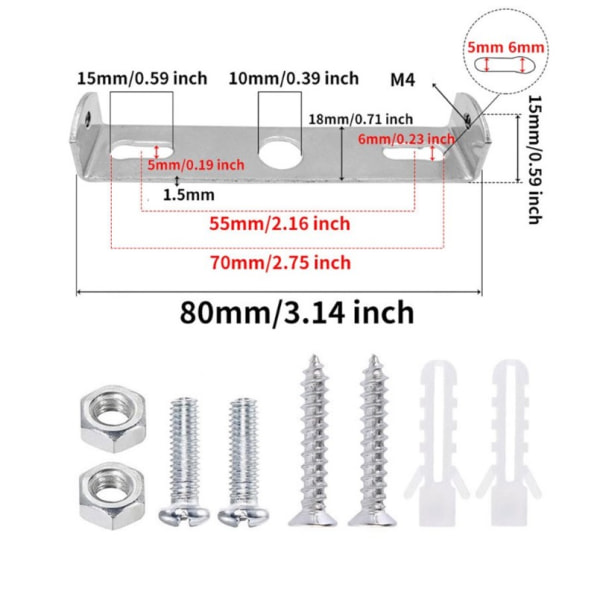 (80mm)10stk Taklampe Taklampe Holder Festebrakett Gro