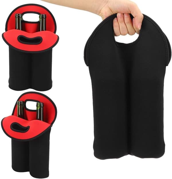 Isolert flaskepose, 2 flaske isolert pose, flaskeholder for