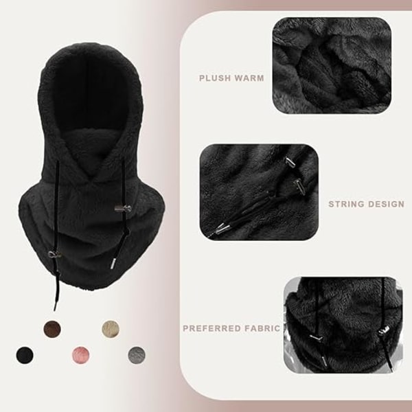 Vinter termisk fleece balaclava fleece foret lue ski hette skjerf